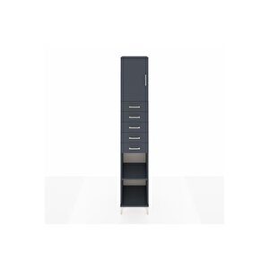 Hyperion Dolap 3 Raflı 5 Çekmeceli Tek Kapaklı 44x44x243 Antrasit-antrasit