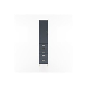 Hyperion Dolap 3 Raflı 5 Çekmeceli Tek Kapaklı 44x44x221 Antrasit-antrasit