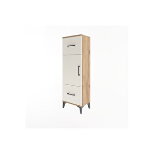 Arges Dolap 2 Raflı 2 Çekmeceli Tek Kapaklı 44x30x134 Çam-aytaşı