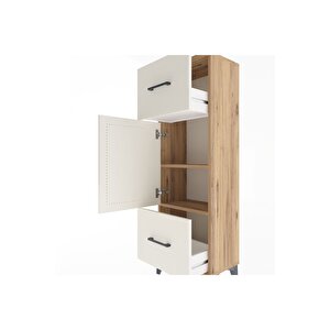 Arges Dolap 2 Raflı 2 Çekmeceli Tek Kapaklı 44x30x134 Çam-aytaşı