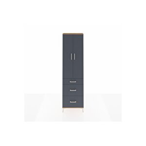 Arges Dolap 2 Raflı 3 Çekmeceli Tek Askılı 60x30x221 Çam-antrasit