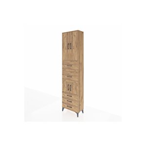 Arges Dolap 4 Raflı 5 Çekmeceli 4 Kapaklı 60x30x243 Çam-çam