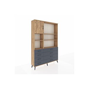 Arges Dolap 7 Raflı 8 Çekmeceli Tek Kapaklı  132x30x195 Çam-çam/antrasit