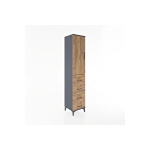 Hyperion Dolap 2 Raflı 4 Çekmeceli Tek Askılı 44x44x221 Antrasit-çam