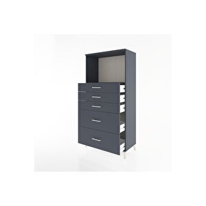 Hyperion Dolap Tek Raflı 5 Çekmeceli 88x44x182 Antrasit-antrasit