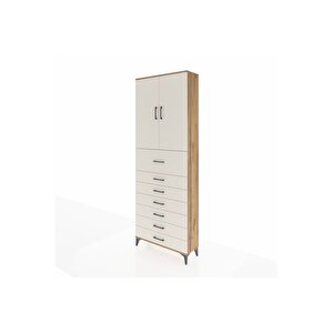 Arges Dolap 3 Raflı 7 Çekmeceli 2 Kapaklı 88x30x243 Çam-aytaşı