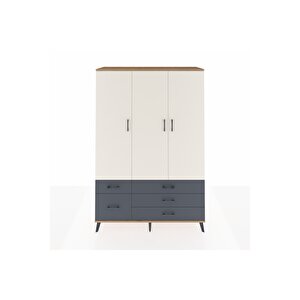 Hyperion Dolap 5 Raflı 5 Çekmeceli Tek Askılı 132x44x195 Çam-aytaşı/antrasit