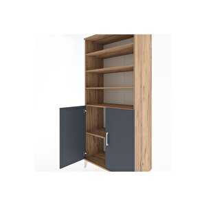 Hyperion Dolap 5 Raflı 2 Kapaklı 88x44x195 Çam-antrasit