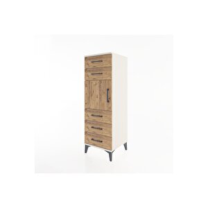 Hyperion Dolap Tek Raflı 5 Çekmeceli Tek Kapaklı 44x44x134 Aytaşı-çam