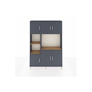 Arges Dolap 9 Raflı 6 Kapaklı 132x30x195 Antrasit-antrasit/çam