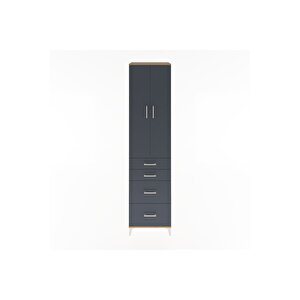 Hyperion Dolap 4 Raflı 4 Çekmeceli 2 Kapaklı 60x44x243 Çam-antrasit