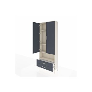 Arges Dolap 4 Raflı 2 Çekmeceli 2 Kapaklı 88x30x221 Aytaşı-antrasit