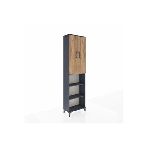 Arges Dolap 3 Raflı 2 Kapaklı Tek Askılı 60x30x221 Antrasit-çam