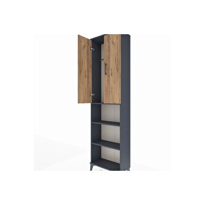 Arges Dolap 3 Raflı 2 Kapaklı Tek Askılı 60x30x221 Antrasit-çam