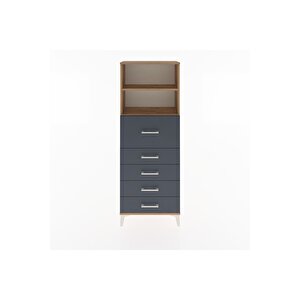 Arges Dolap 2 Raflı 5 Çekmeceli 60x30x163 Çam-antrasit