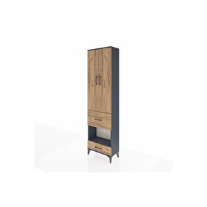 Arges Dolap 3 Raflı 2 Çekmeceli Tek Askılı 60x30x221 Antrasit-çam