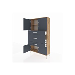 Arges Dolap 2 Raflı 3 Çekmeceli 4 Kapaklı 88x30x163 Çam-antrasit