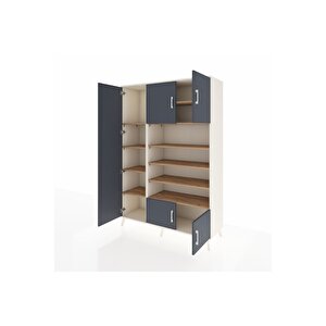 Hyperion Dolap 10 Raflı 5 Kapaklı 132x44x195 Aytaşı-antrasit/çam