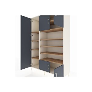 Hyperion Dolap 10 Raflı 5 Kapaklı 132x44x195 Aytaşı-antrasit/çam