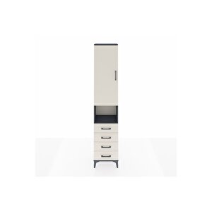 Arges Dolap 4 Raflı 4 Çekmeceli Tek Kapaklı 44x30x221 Antrasit-aytaşı