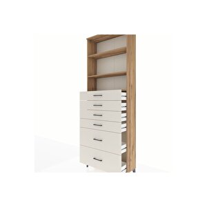 Arges Dolap 3 Raflı 6 Çekmeceli 88x30x243 Çam-aytaşı