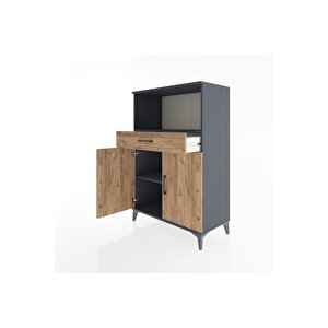 Hyperion Dolap 2 Raflı Tek Çekmeceli 2 Kapaklı 88x44x134 Antrasit-çam
