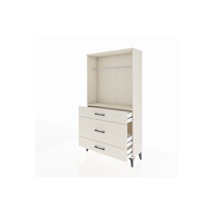 Arges Dolap Tek Raflı 3 Çekmeceli Tek Askılı 88x30x163 Aytaşı-aytaşı