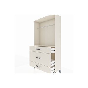 Arges Dolap Tek Raflı 3 Çekmeceli Tek Askılı 88x30x163 Aytaşı-aytaşı