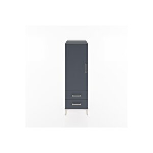 Hyperion Dolap 3 Raflı 2 Çekmeceli Tek Kapaklı 44x44x134 Antrasit-antrasit