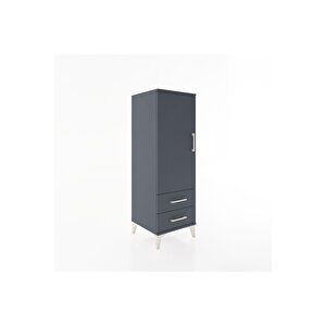 Hyperion Dolap 3 Raflı 2 Çekmeceli Tek Kapaklı 44x44x134 Antrasit-antrasit