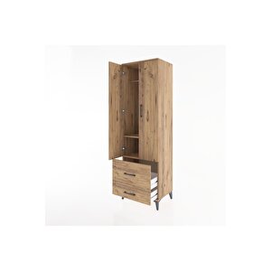 Hyperion Dolap 2 Raflı 2 Çekmeceli Tek Askılı 60x44x195 Çam-çam