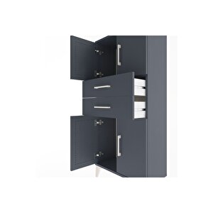 Arges Dolap Tek Raflı 2 Çekmeceli 4 Kapaklı 60x30x134 Antrasit-antrasit