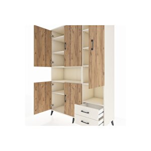 Hyperion Dolap 10 Raflı 2 Çekmeceli 5 Kapaklı 132x44x195 Aytaşı-çam/aytaşı