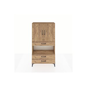 Arges Dolap 3 Raflı 3 Çekmeceli 2 Kapaklı 88x30x163 Çam-çam