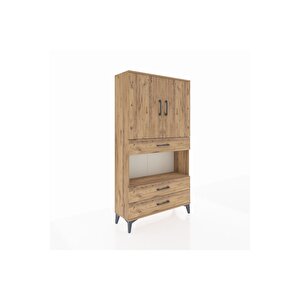 Arges Dolap 3 Raflı 3 Çekmeceli 2 Kapaklı 88x30x163 Çam-çam