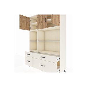 Hyperion Dolap 8 Raflı 4 Çekmeceli 3 Kapaklı 132x44x195 Aytaşı-çam/aytaşı