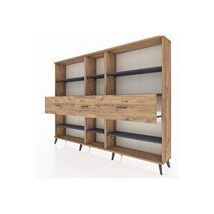 Arges Dolap 9 Raflı 3 Çekmeceli  220x30x163 Çam-antrasit/çam