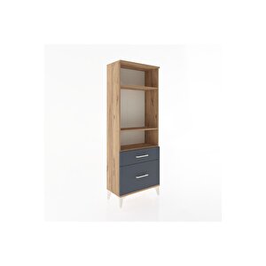 Arges Dolap 3 Raflı 2 Çekmeceli 60x30x163 Çam-antrasit