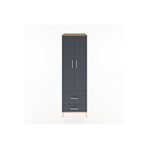 Hyperion Dolap 4 Raflı 2 Çekmeceli 2 Kapaklı 60x44x195 Çam-antrasit