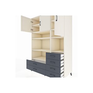 Kronos Dolap 9 Raflı 6 Çekmeceli 3 Kapaklı 132x59x195 Aytaşı-aytaşı/antrasit