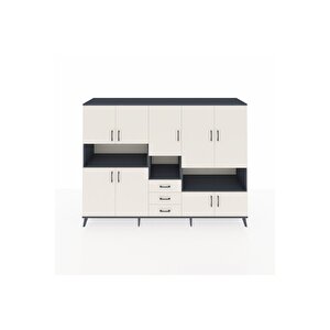 Hyperion Dolap 13 Raflı 3 Çekmeceli 9 Kapaklı 220x44x163 Antrasit-aytaşı