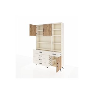 Arges Dolap 9 Raflı 5 Çekmeceli 3 Kapaklı 132x30x195 Aytaşı-çam/aytaşı