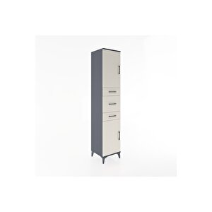 Hyperion Dolap 3 Raflı 3 Çekmeceli 2 Kapaklı 44x44x221 Antrasit-aytaşı