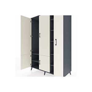 Kronos Dolap 7 Raflı 5 Kapaklı Tek Askılı 132x59x195 Antrasit-aytaşı/antrasit