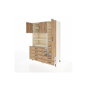 Kronos Dolap 9 Raflı 6 Çekmeceli 3 Kapaklı 132x59x195 Aytaşı-çam/çam