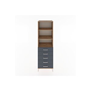 Hyperion Dolap 3 Raflı 5 Çekmeceli 60x44x195 Çam-antrasit