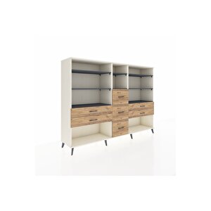 Hyperion Dolap 8 Raflı 7 Çekmeceli  220x44x163 Aytaşı-antrasit/çam