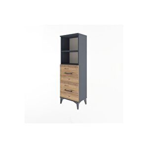 Arges Dolap 2 Raflı 2 Çekmeceli 44x30x134 Antrasit-çam