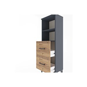 Arges Dolap 2 Raflı 2 Çekmeceli 44x30x134 Antrasit-çam