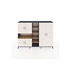 Hyperion Dolap 13 Raflı 6 Kapaklı 220x44x163 Antrasit-aytaşı/çam